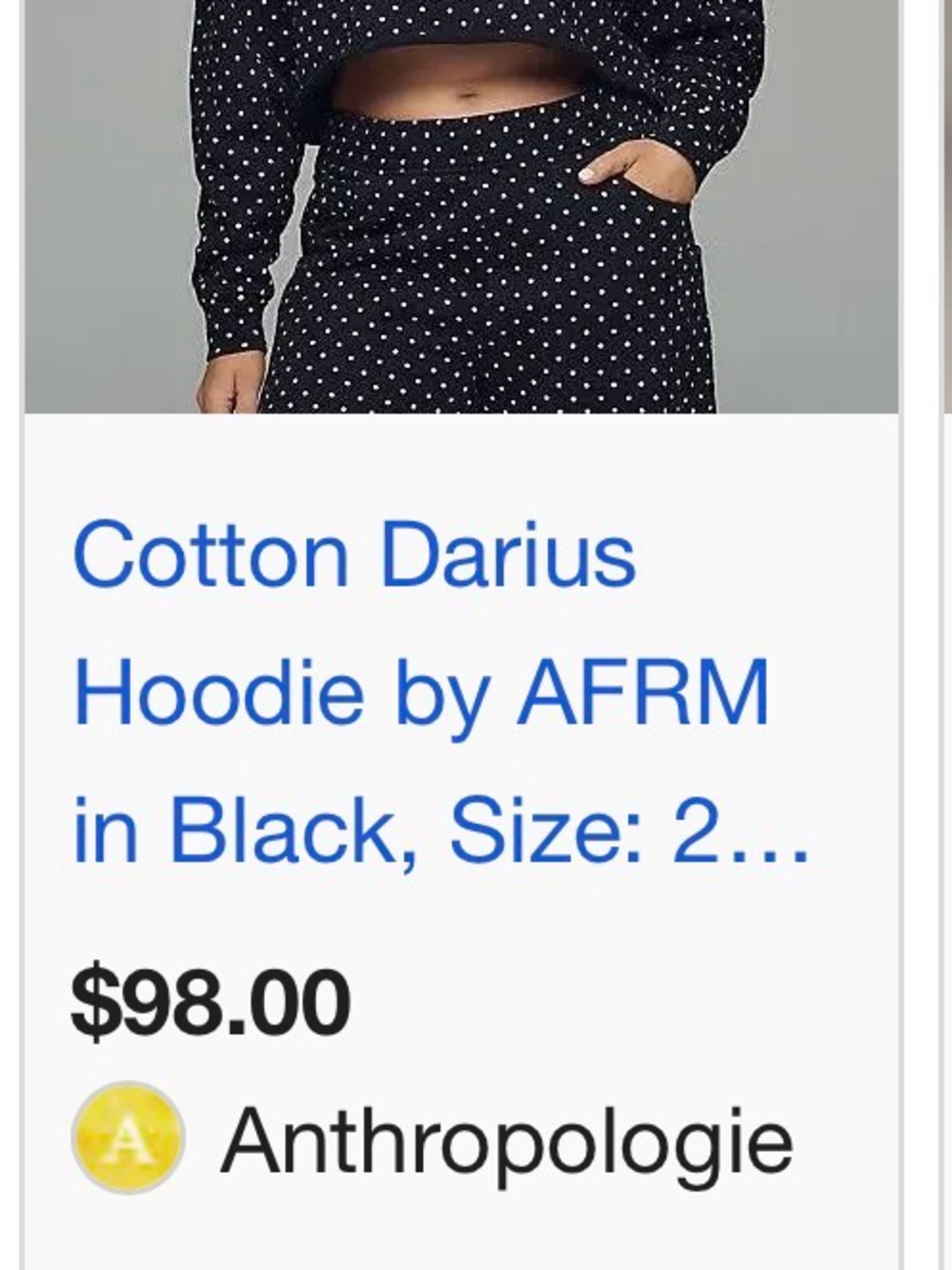 Polka Dot Cropped Hoodie NWOT